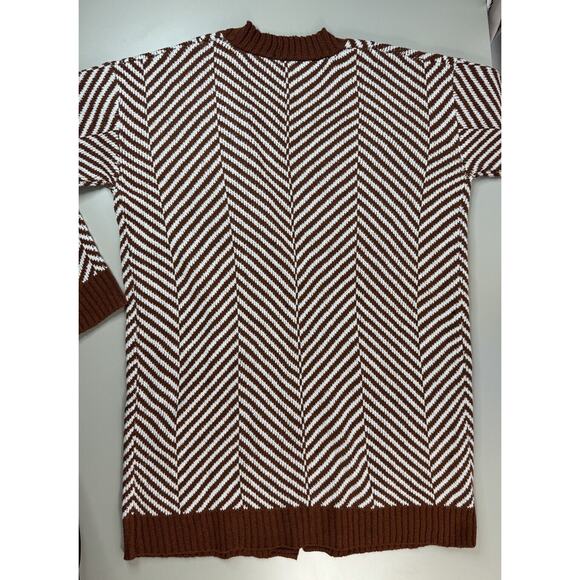 Fortune & Ivy Women’s Cardigan Sweater Size L Boho Western Knit Stripes Brown - Picture 12 of 13